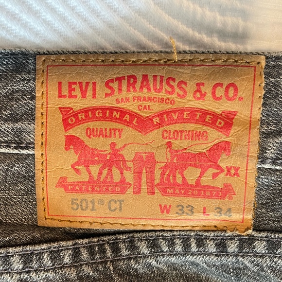 Levi’s 501 CT Taper Fit Grey Distressed Jeans - 33/34 - Picture 9 of 9